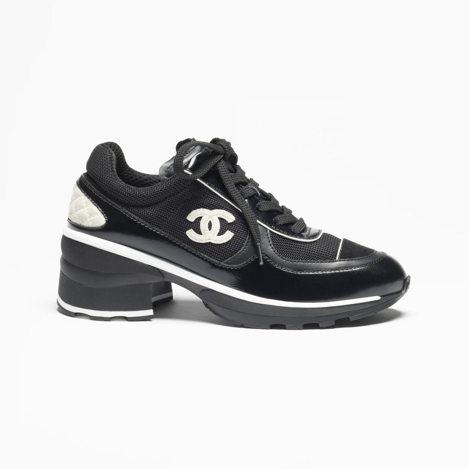 Chanel Women's Spring/Fall Fashion Classic Color Block Round Toe Lace Up Slip On Low Top Chunky Heel Sneakers Casual Shoes #78988