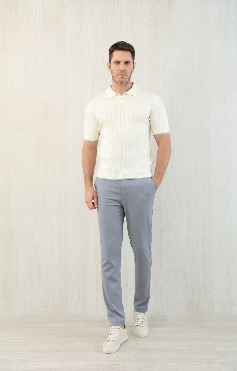 Brunello Cucinelli Men's Spring And Summer Solid Color Lapel Fitted Short Sleeve Polo Shirt Ngvp #1447