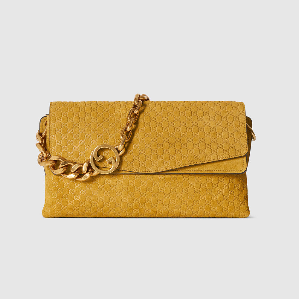 Gucci Medium shoulder bag with chain in black GG leather #336824