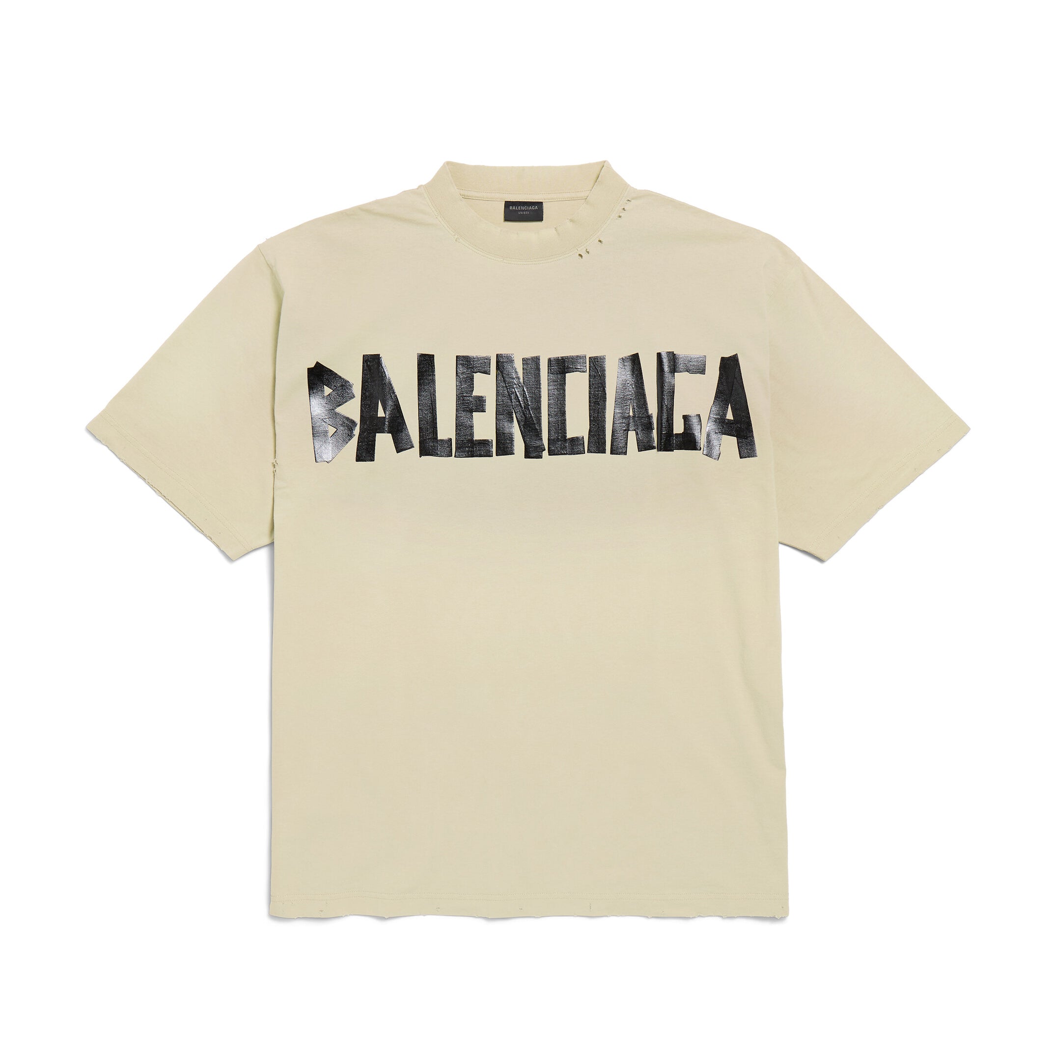 Balenciaga Tape Type Men's and Women's Summer Tape Letter Print Solid Color Cotton Crew Neck Short Sleeve T-Shirt #77878