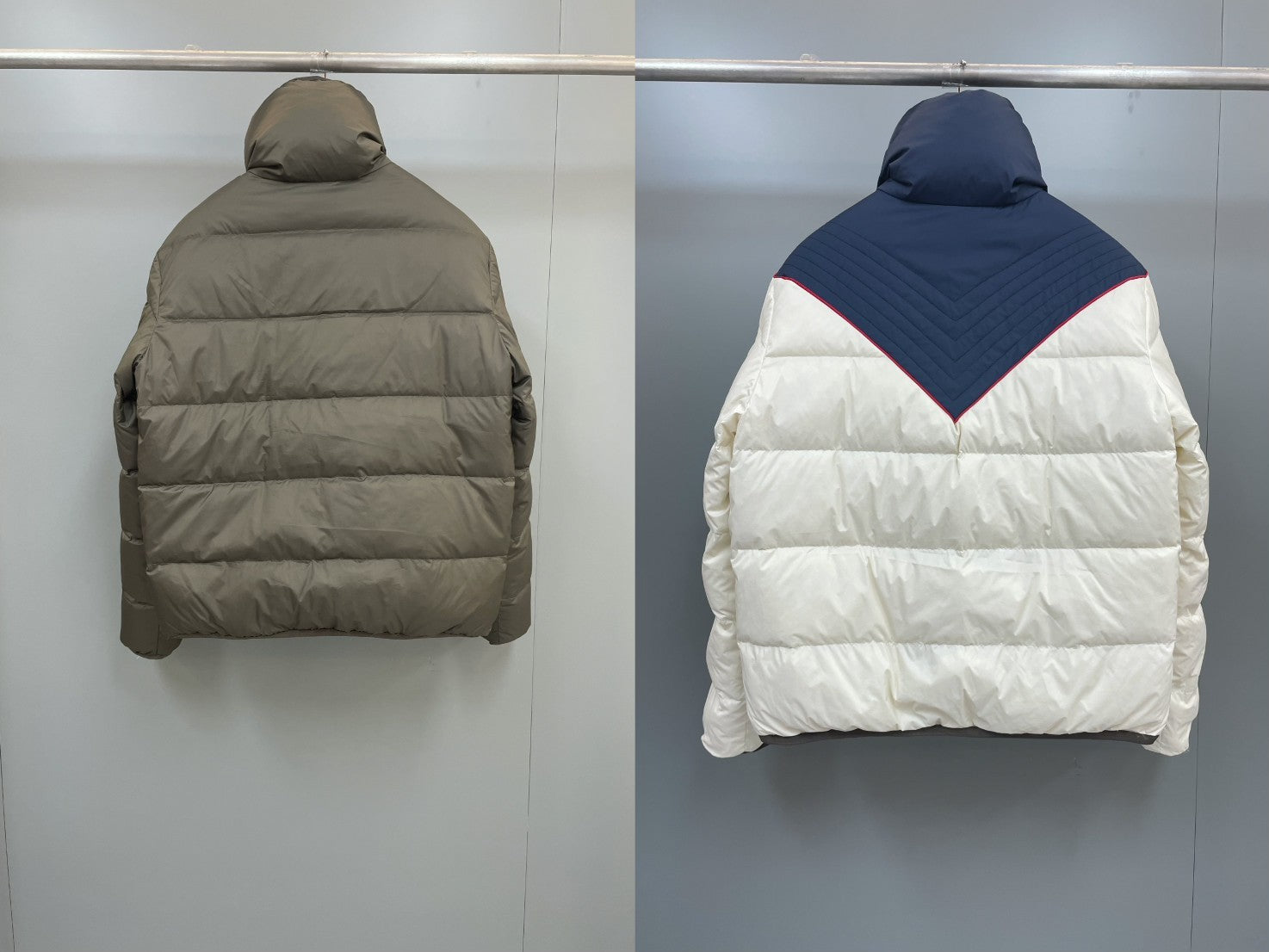 Loro Piana Men's Fall and Winter Colorblocking Lapel Reversible Zipper Long Sleeve Puffer Down Jacket #74426