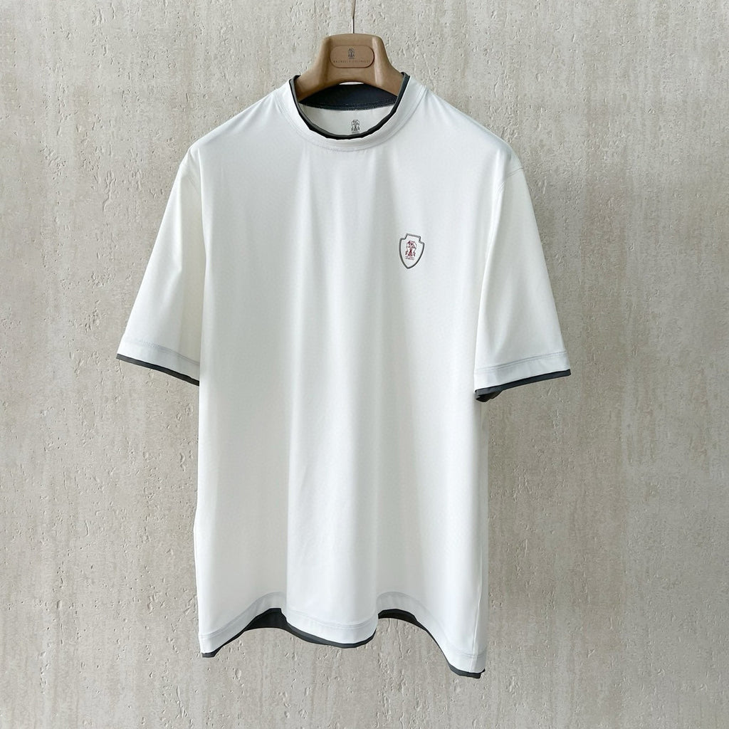 Brunello Cucinelli Men's Summer Solid Color Round Neck Cotton Short Sleeve T-Shirt #76355