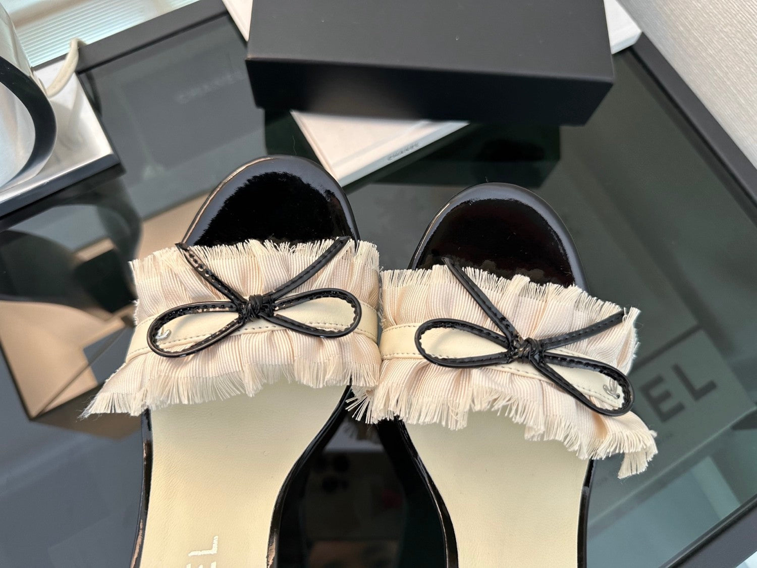 Chanel Vintage Women's Summer Fashion Classic Round Toe Slip On Heeled Sandals With Exposed Heel And Thin Heel Shoes #78949