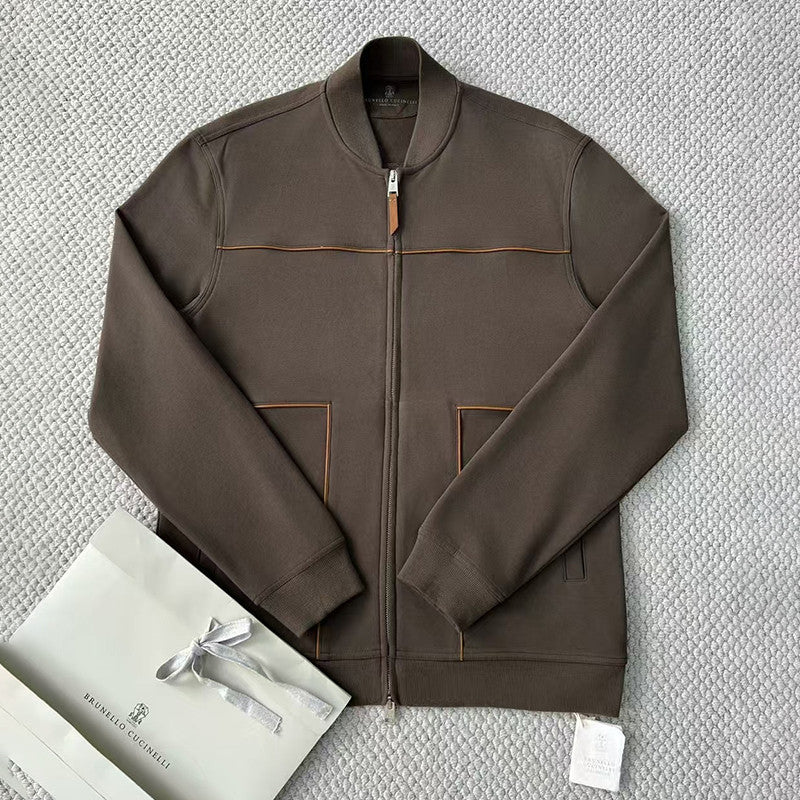 Brunello Cucinelli Men's Spring and Autumn Hooded Long Sleeve Cotton Casual Sports Sweatshirt Zipper Long Sleeve Jacket Ngvp #1766