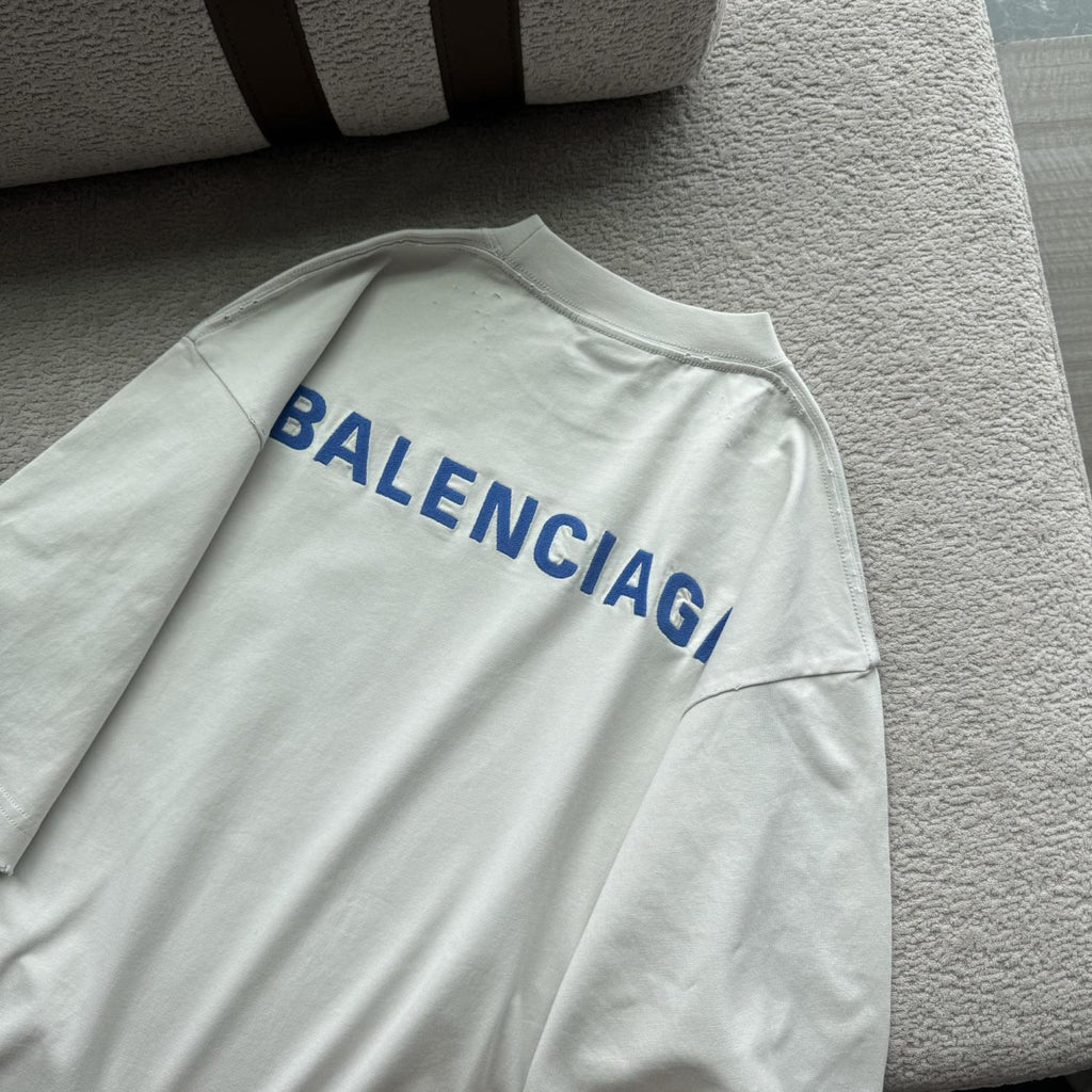 Balenciaga Men's And Women's Summer Solid Color Embroidered Letter Print Cotton Crew Neck Short Sleeve T-shirt #77879