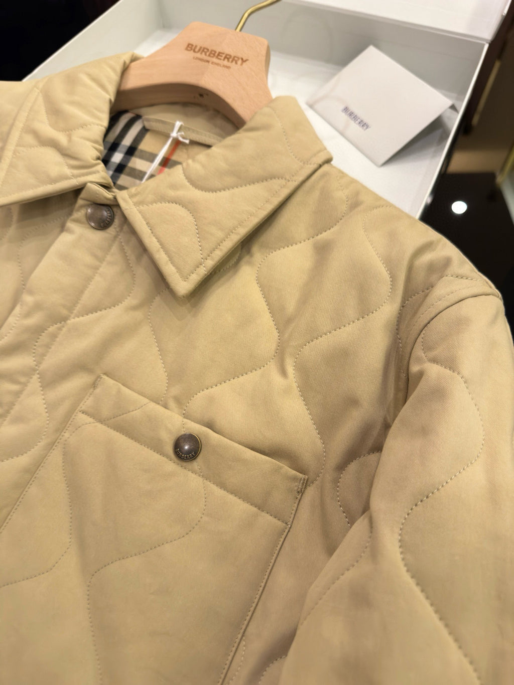 Burberry Men's Spring/Fall Fashion Casual Solid Color Collared Single Breasted Checkered Lined Long Sleeve Jacket #79367