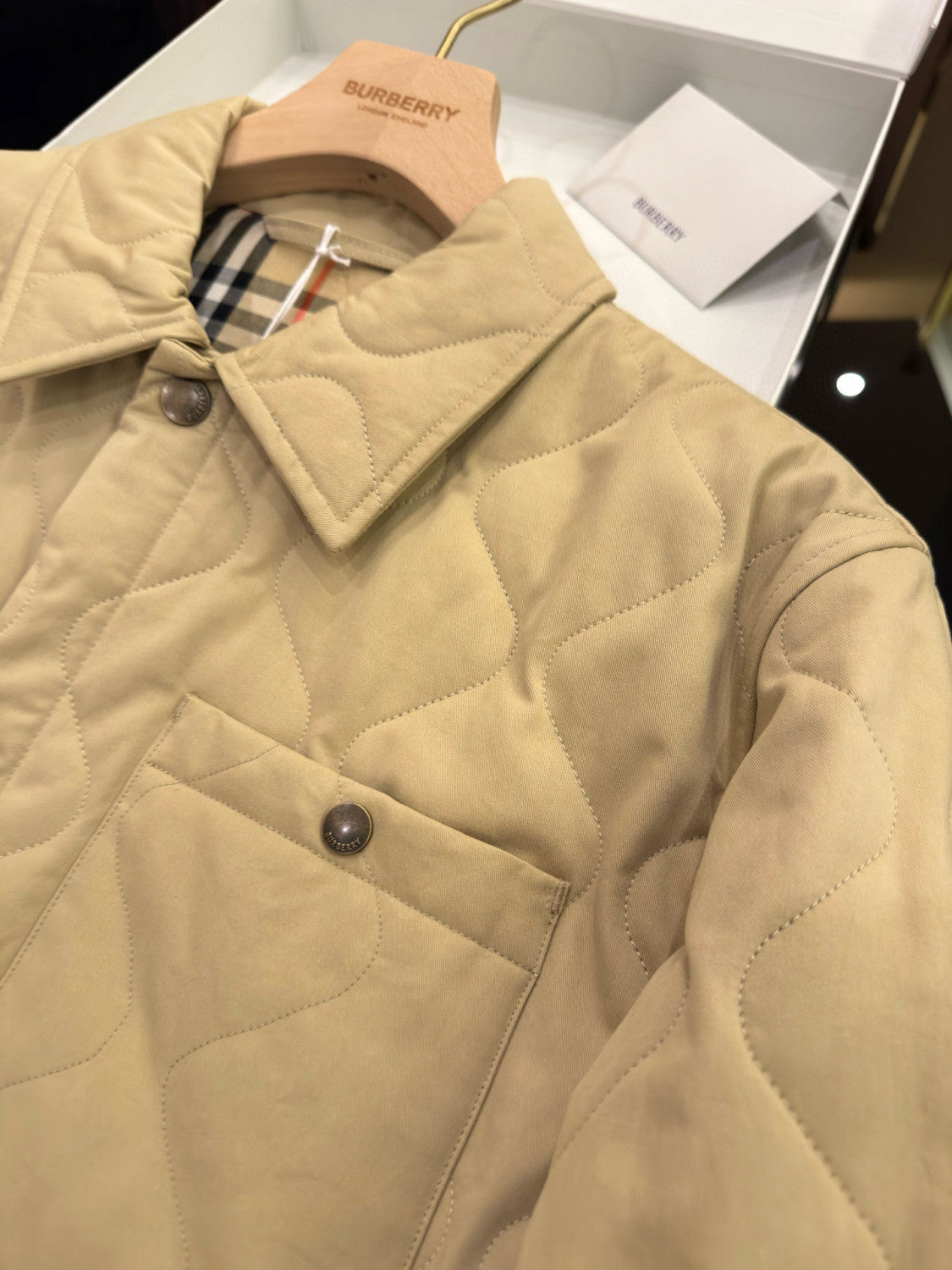 Burberry Men's Spring/Fall Fashion Casual Solid Color Collared Single Breasted Checkered Lined Long Sleeve Jacket #79367