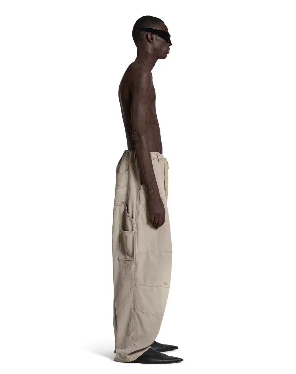 Balenciaga Men's Women's Four Seasons Cotton Tie Mid Waist Loose Work Pants Solid Color Casual Pants Ngvp #1937