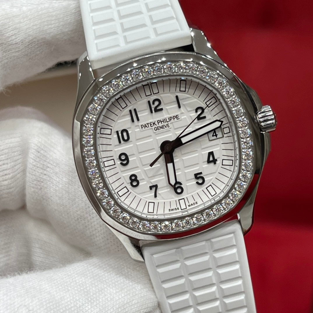 Patek Philippe Women's Quartz Movement 100 Meter Waterproof White Dial Rubber Strap Watch #75282