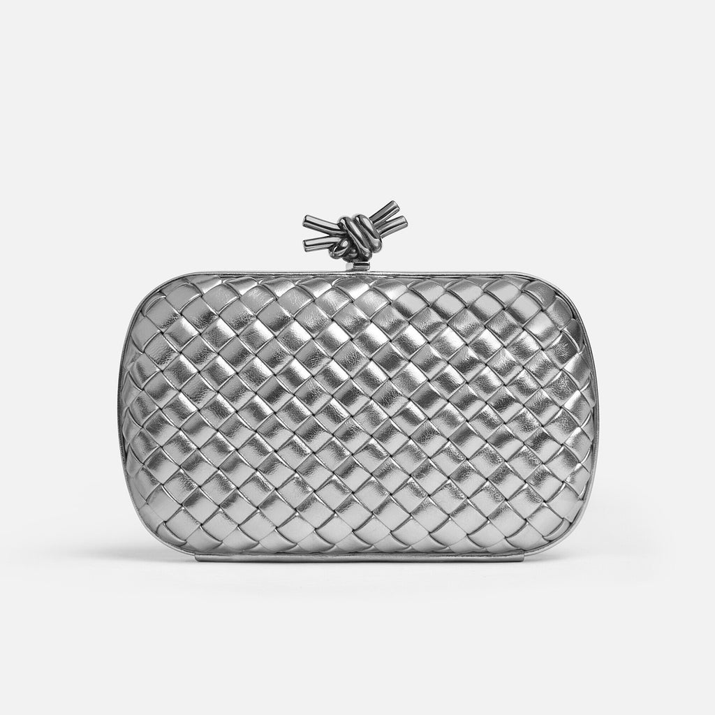 Bottega Veneta Knot Women's Solid Colour Metallic-Feel Bow-Knot Lock Clasp Lambskin Evening Bag Clutch Bags #77719