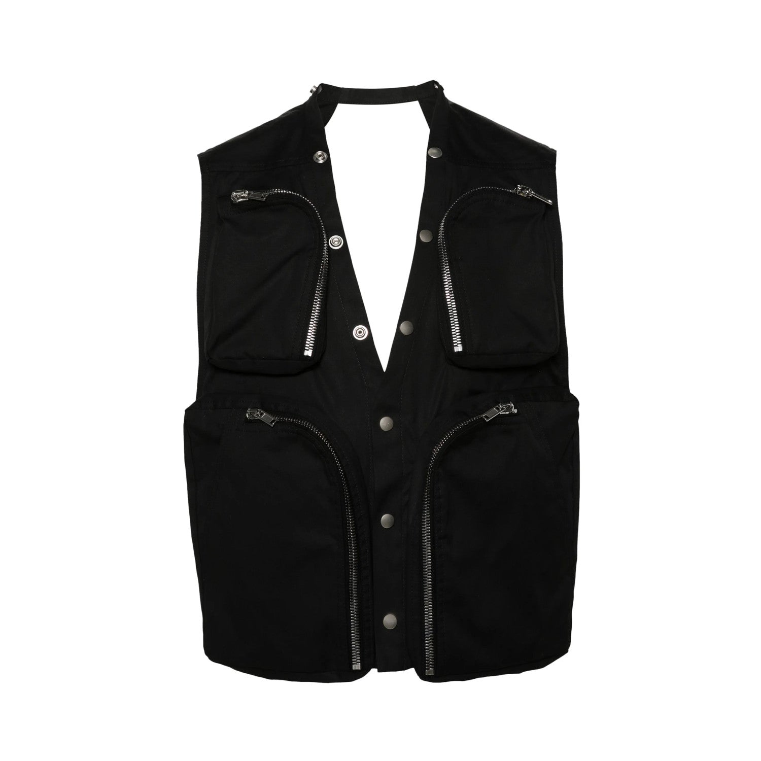 Rick Owens Men's Spring/Autumn Solid Colour V-Neck Backless Workwear Single-Breasted Vest Jacket #76954