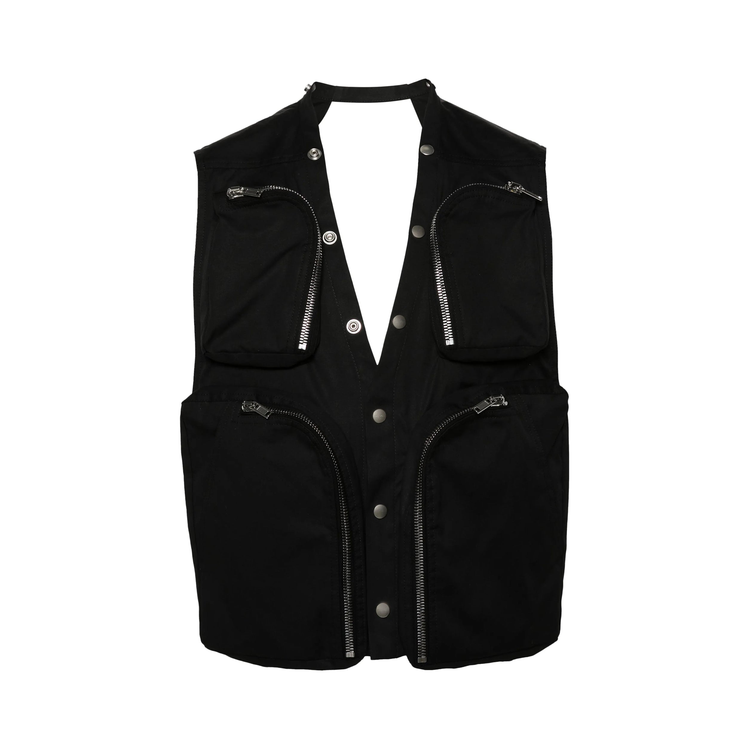 Rick Owens Men's Spring/Autumn Solid Colour V-Neck Backless Workwear Single-Breasted Vest Jacket #76954