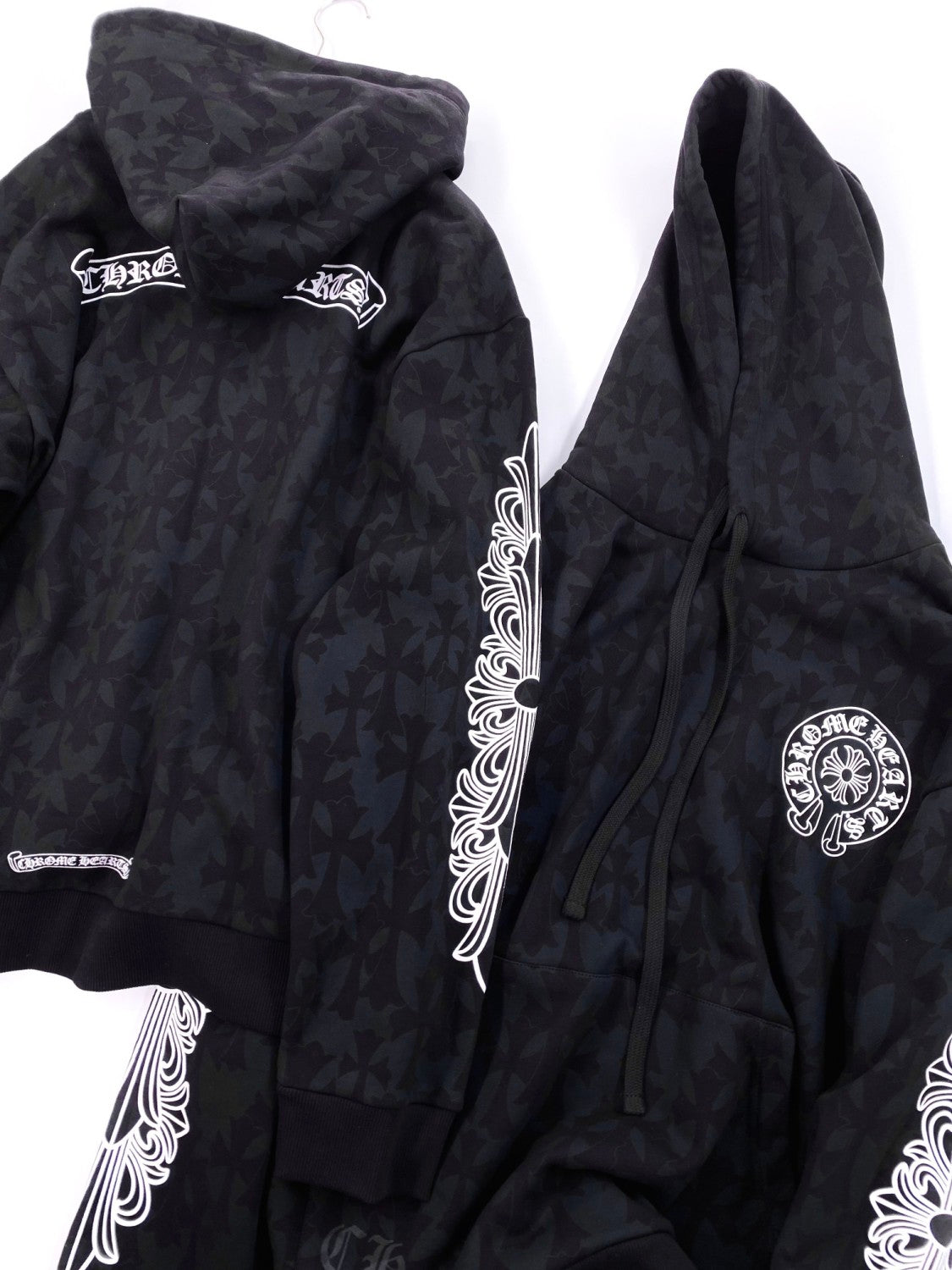Chrome Hearts Men's Spring and Autumn Black Logo Printed Long Sleeve Hooded Sweatshirt Pullover #99846