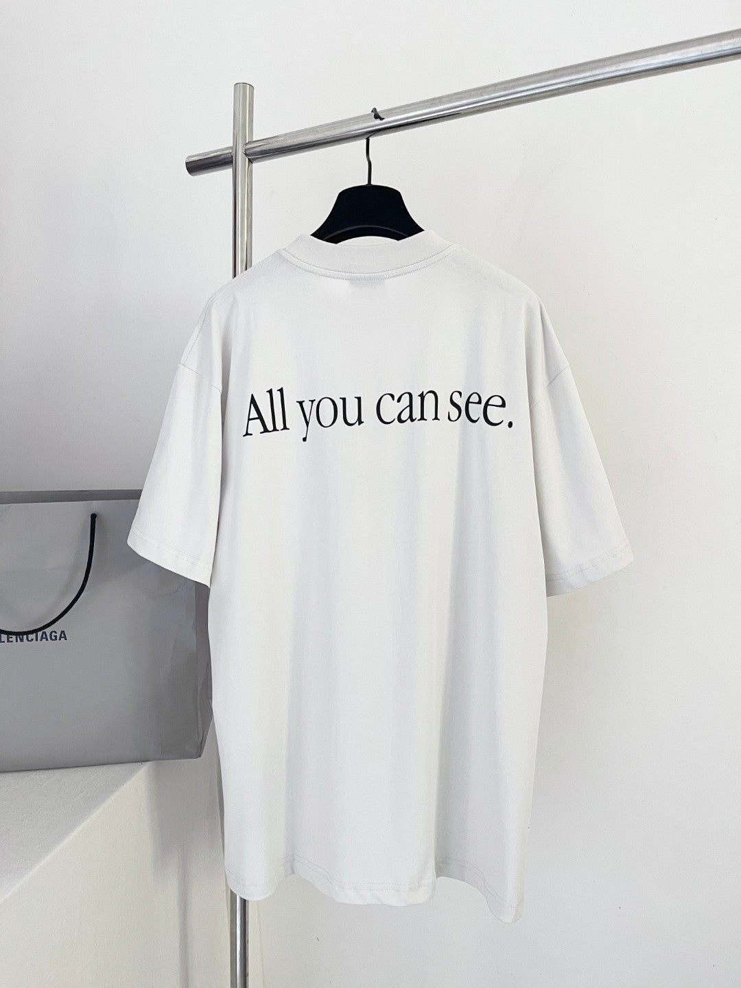 Balenciaga Men's And Women's Summer Graphic Print White Round Neck Cotton Short Sleeve T-shirt #75926
