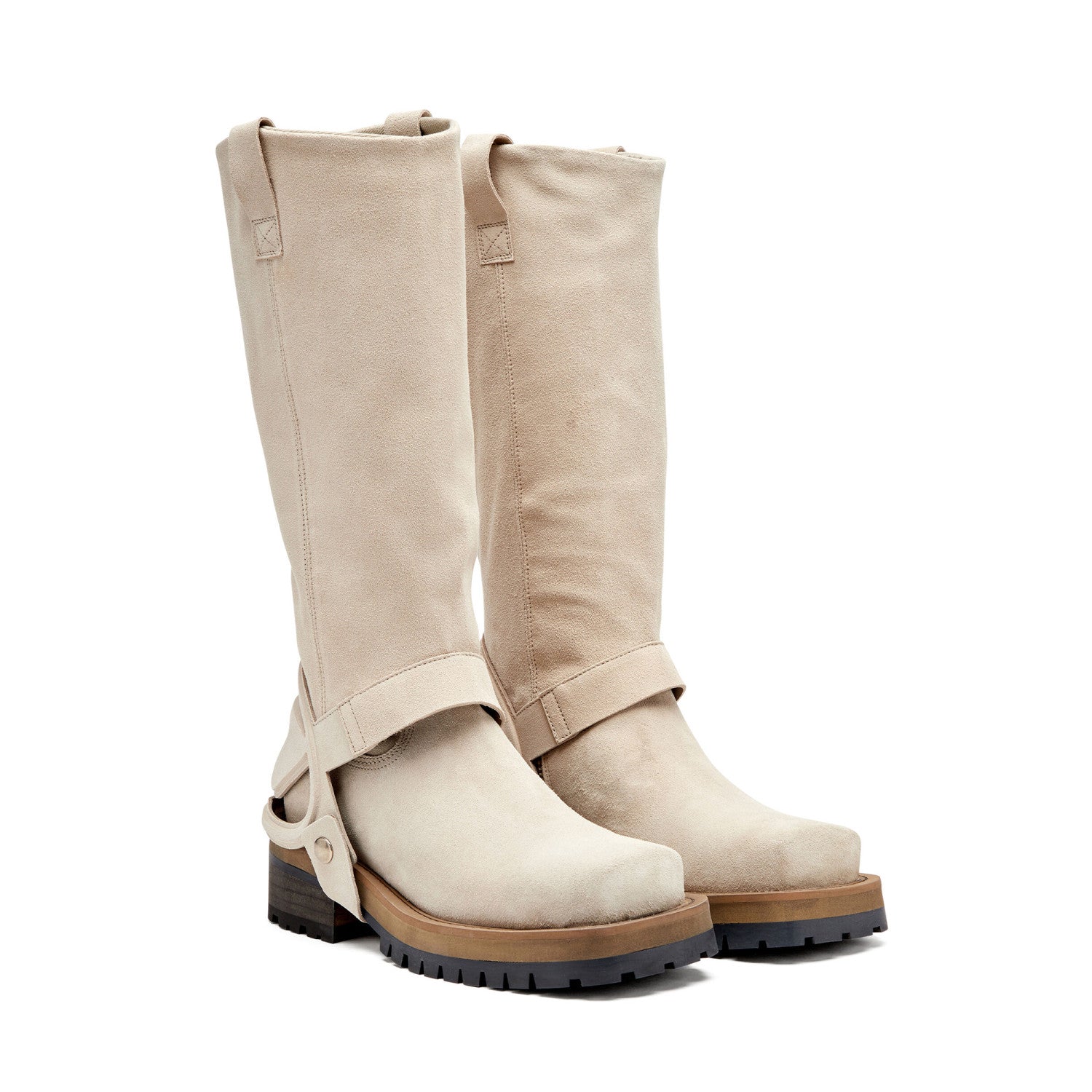 Diesel Women's D-Texan High Top Biker Boots Autumn/Winter Square Toe Suede Solid Color Casual Shoes 5cm Heel Ngvp #2139