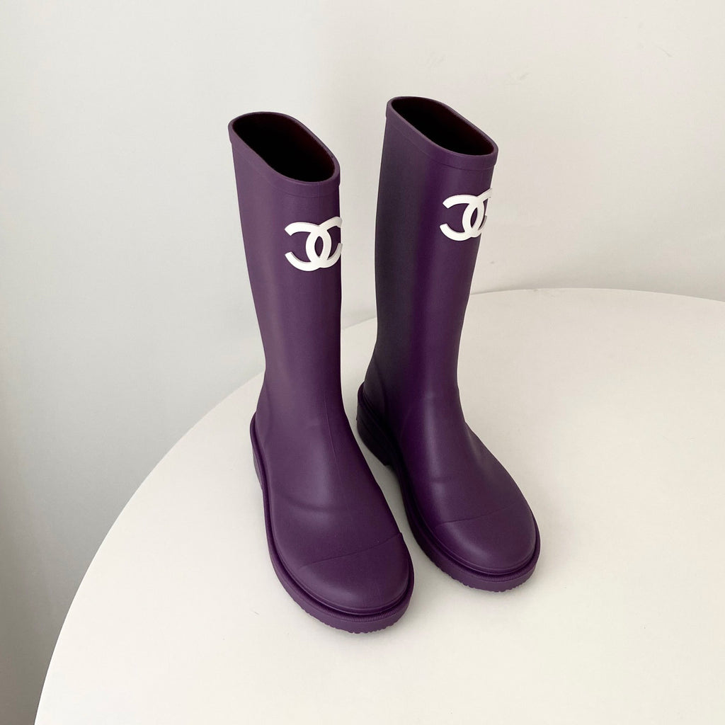 Chanel Women's And Men's Fashion Casual Solid Color Logo Round Toe Rain Boots Shoes #78513