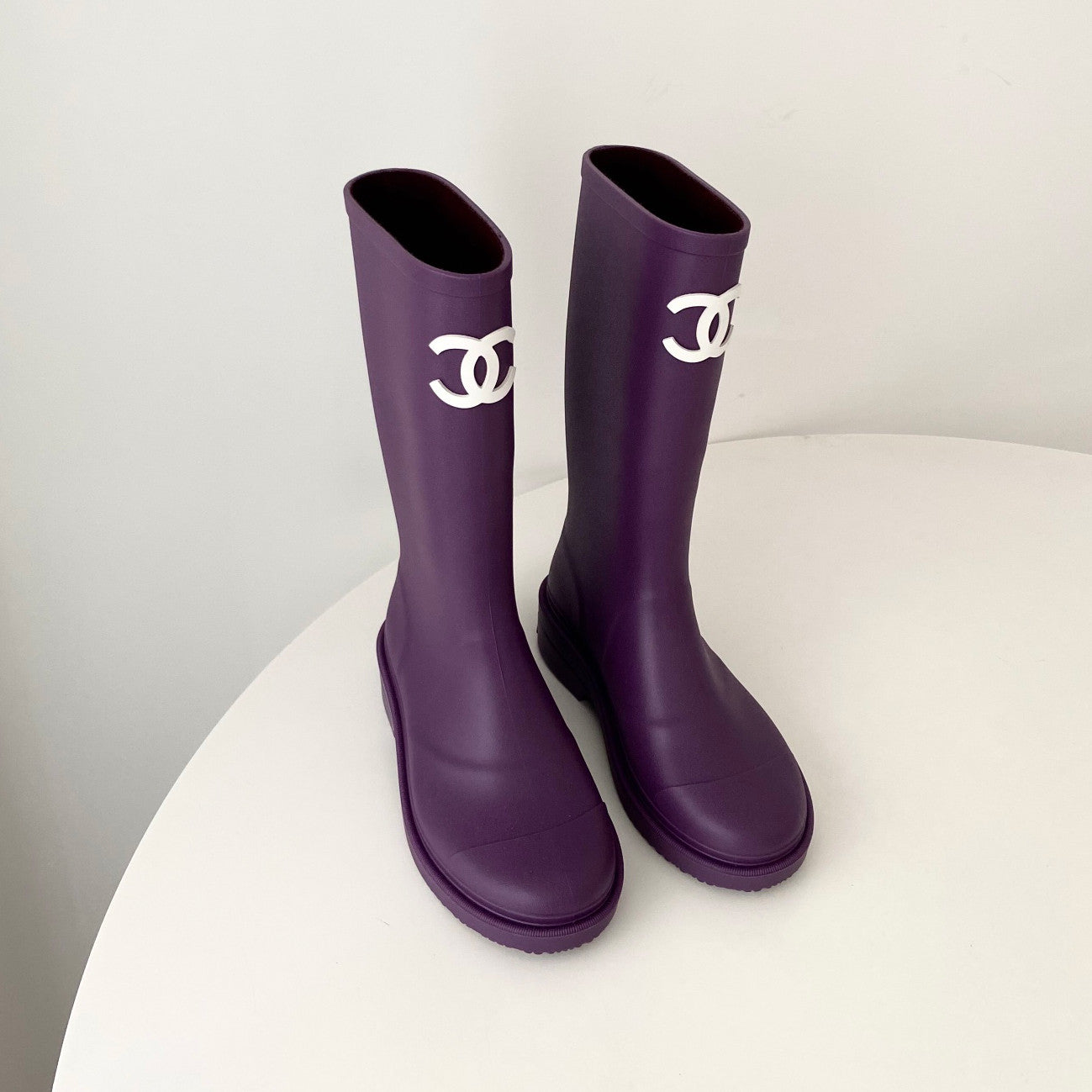 Chanel Women's And Men's Fashion Casual Solid Color Logo Round Toe Rain Boots Shoes #78513