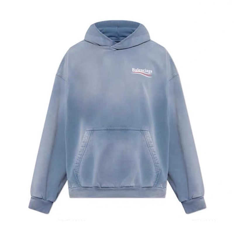 Balenciaga Men's Spring And Autumn Solid Color Washed Gradient Cotton Pullover Fitted Hooded Sweatshirt #71921