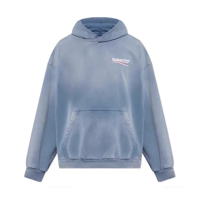 Balenciaga Men's Spring And Autumn Solid Color Washed Gradient Cotton Pullover Fitted Hooded Sweatshirt #71921