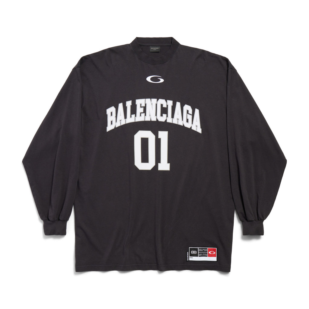 Balenciaga Men's Summer Letter Logo Print Round Neck Regular Fit Long Sleeve T-Shirt #74596