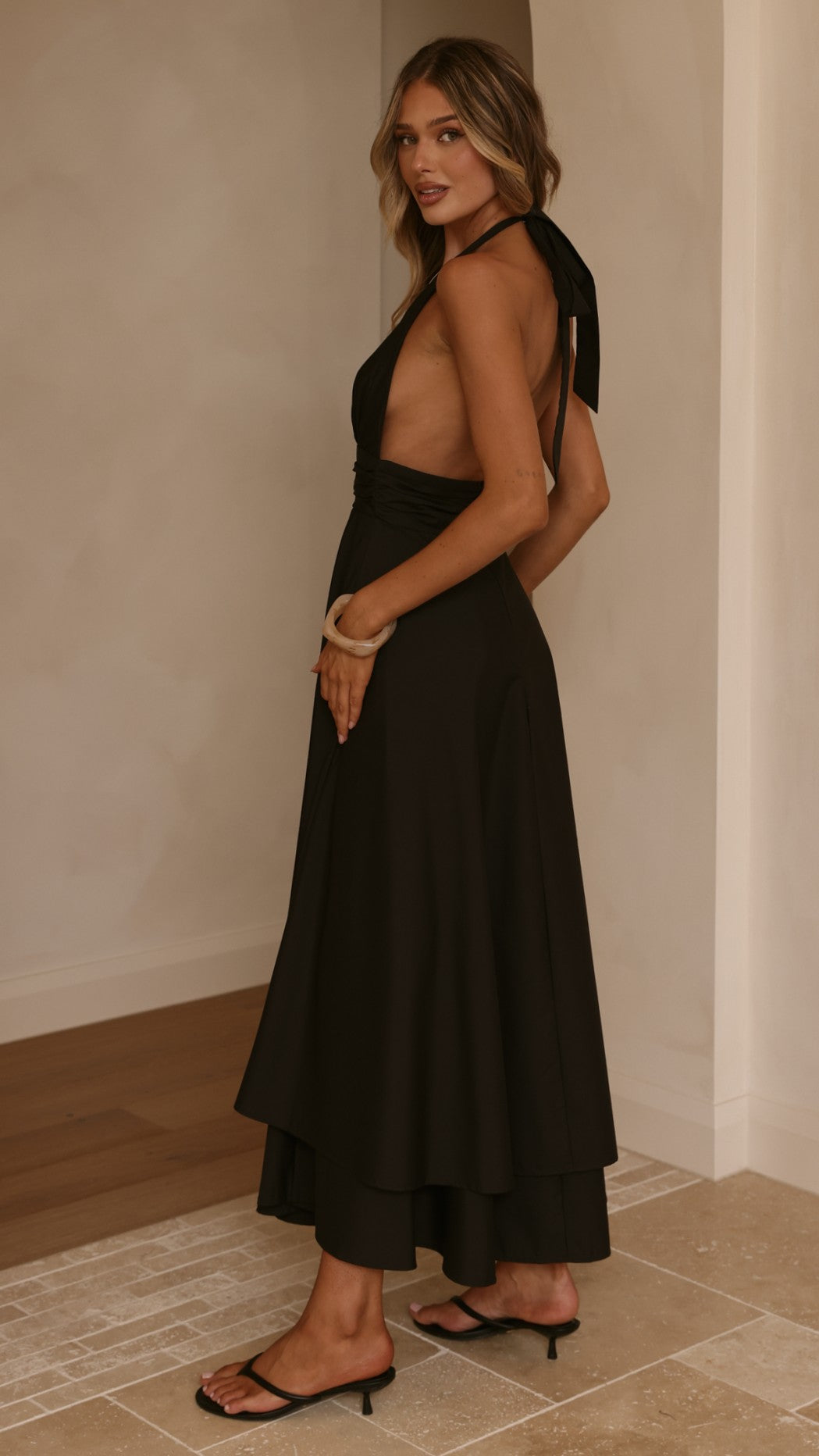 Kathy Halter Neck Maxi Dress - Black
