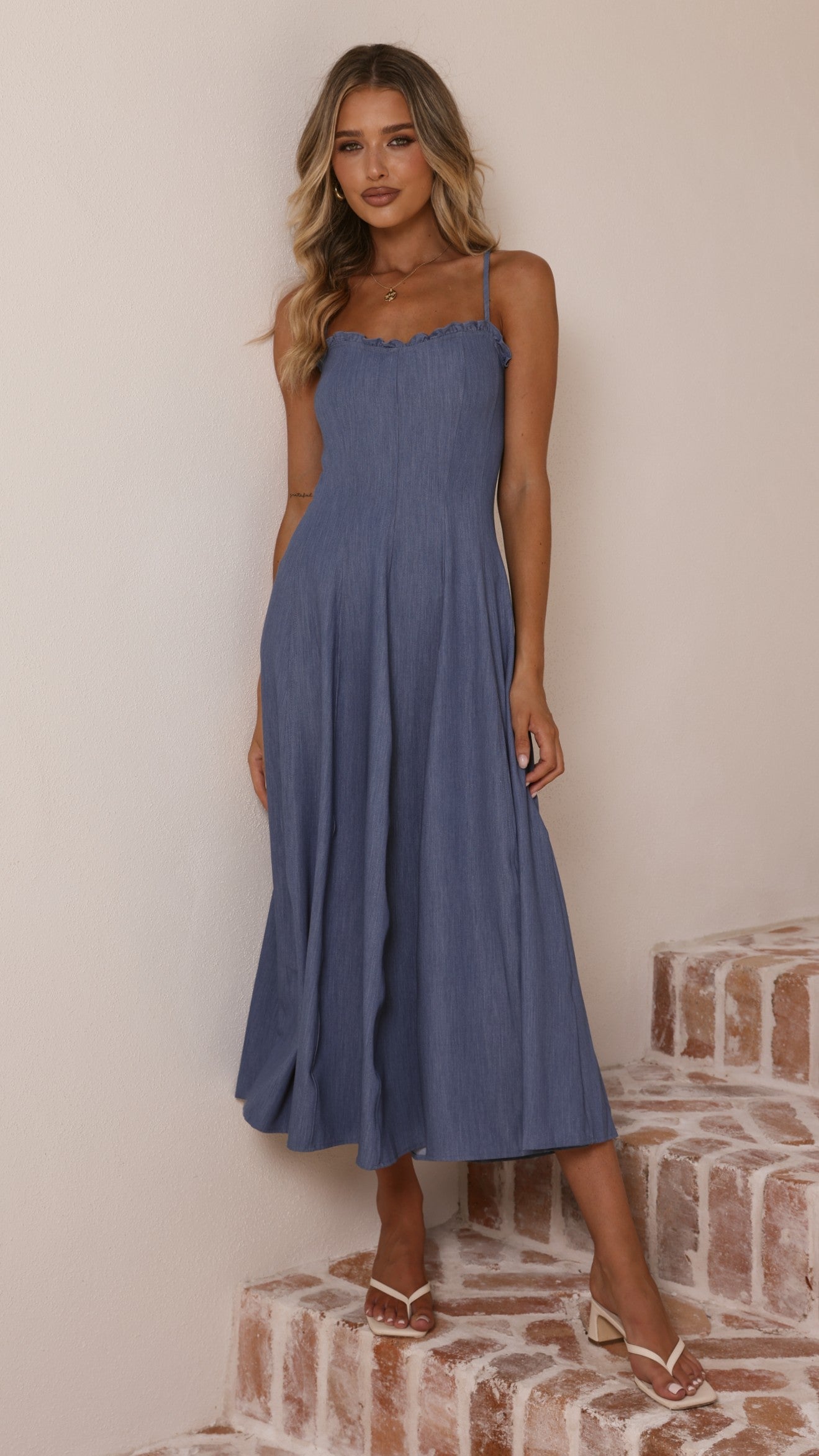 Tanya Maxi Dress - Blue Denim