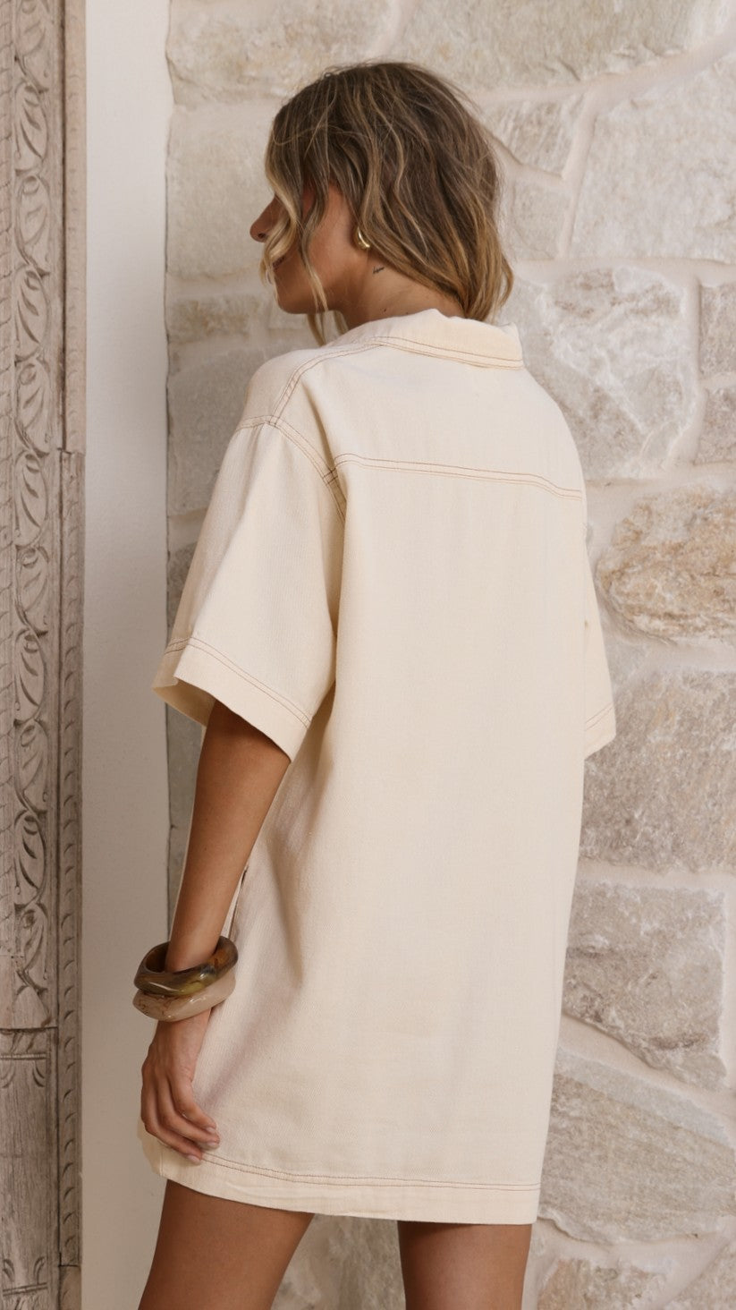 Ilia Denim Mini Dress - Cream