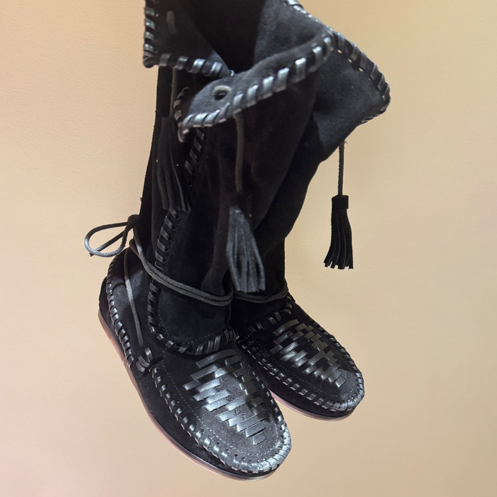 Isabel Marant Winki Boots In Braided And Suede Leather Women's Autumn and Winter Solid Colour Fashion Fringe Cow Suede Fashion Woven Vintage Boots Heel Height 2cm Shoes Ngvp #1634