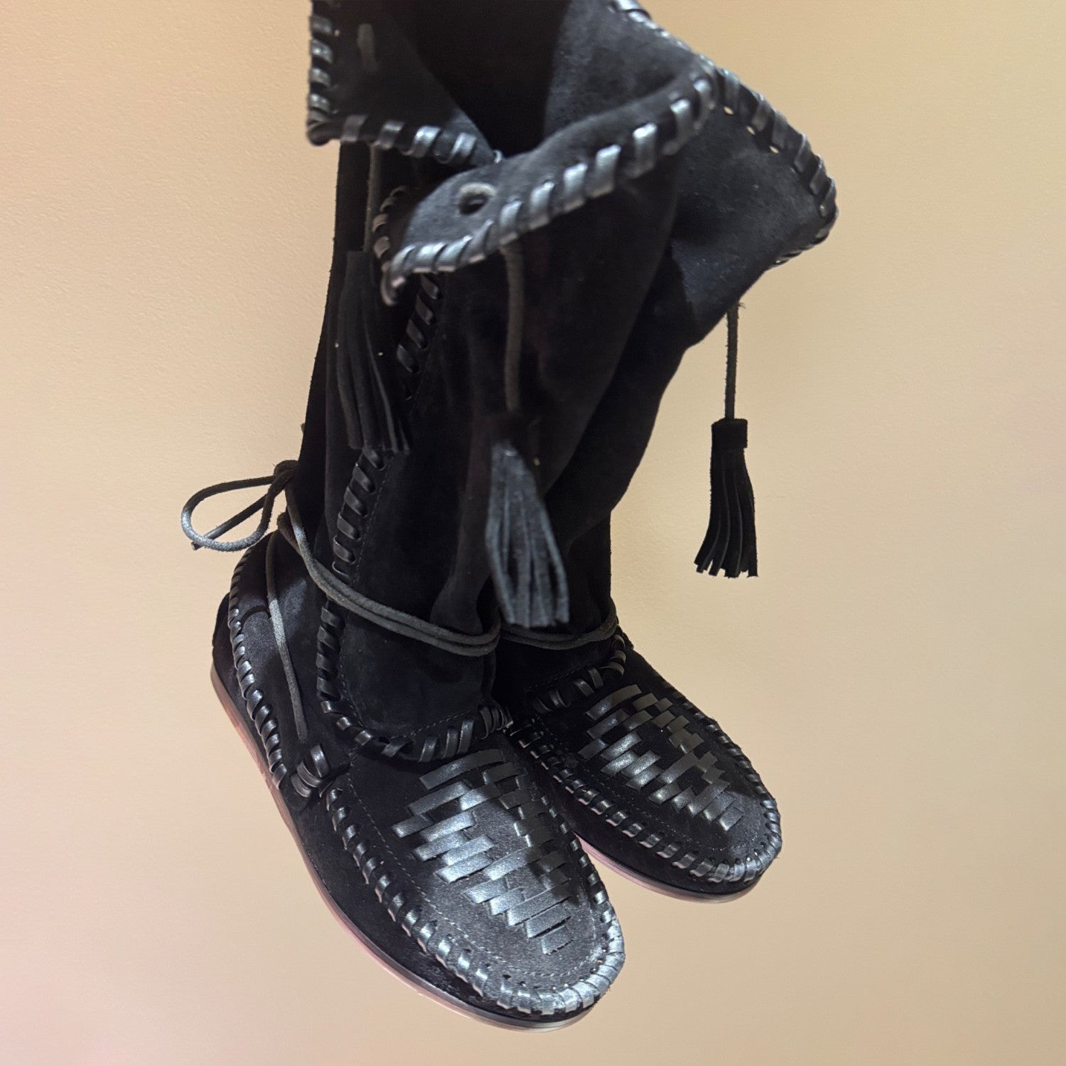 Isabel Marant Winki Boots In Braided And Suede Leather Women's Autumn and Winter Solid Colour Fashion Fringe Cow Suede Fashion Woven Vintage Boots Heel Height 2cm Shoes Ngvp #1634