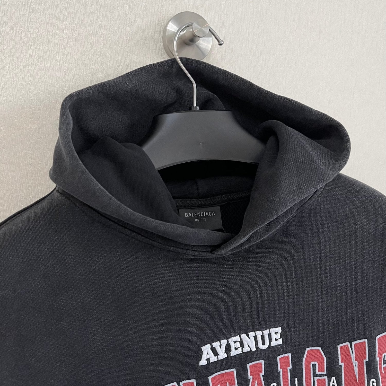 Balenciaga Men Women Spring Autumn High Street Letter Print Black Cotton Faded Loose Long Sleeve Hooded Sweatshirt Ngvp #9345