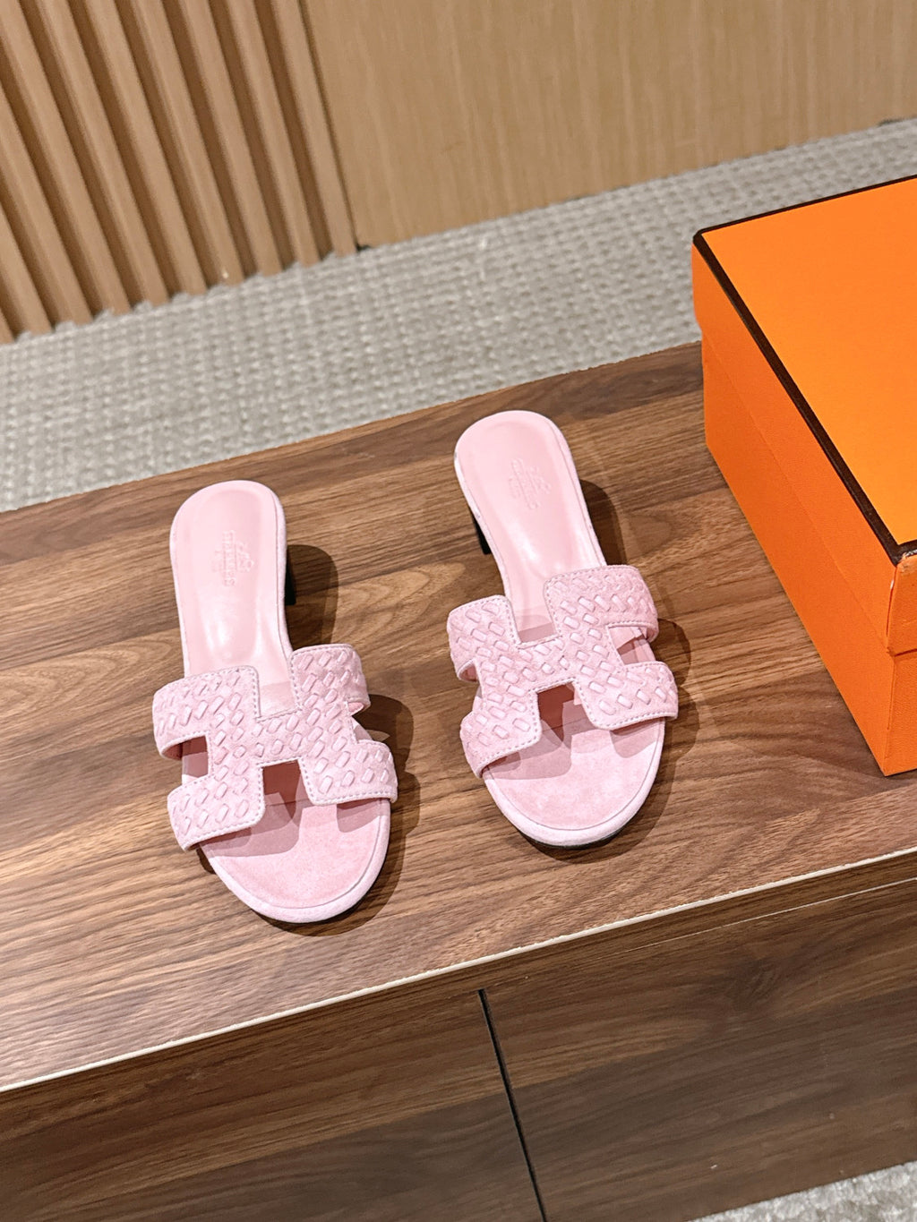 Hermès Woven Low Heel Slippers #384073