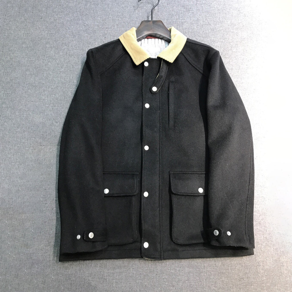 Brunello Cucinelli Men's Fall/Winter Fashion Show Reversible Collar Zipper Hunting Style Vintage Business Casual Wool Twill Coat Jacket #79494