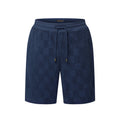 Louis Vuitton Men's Summer Solid Color Checkered Print Cotton Terry Cloth Drawstring Shorts #77876