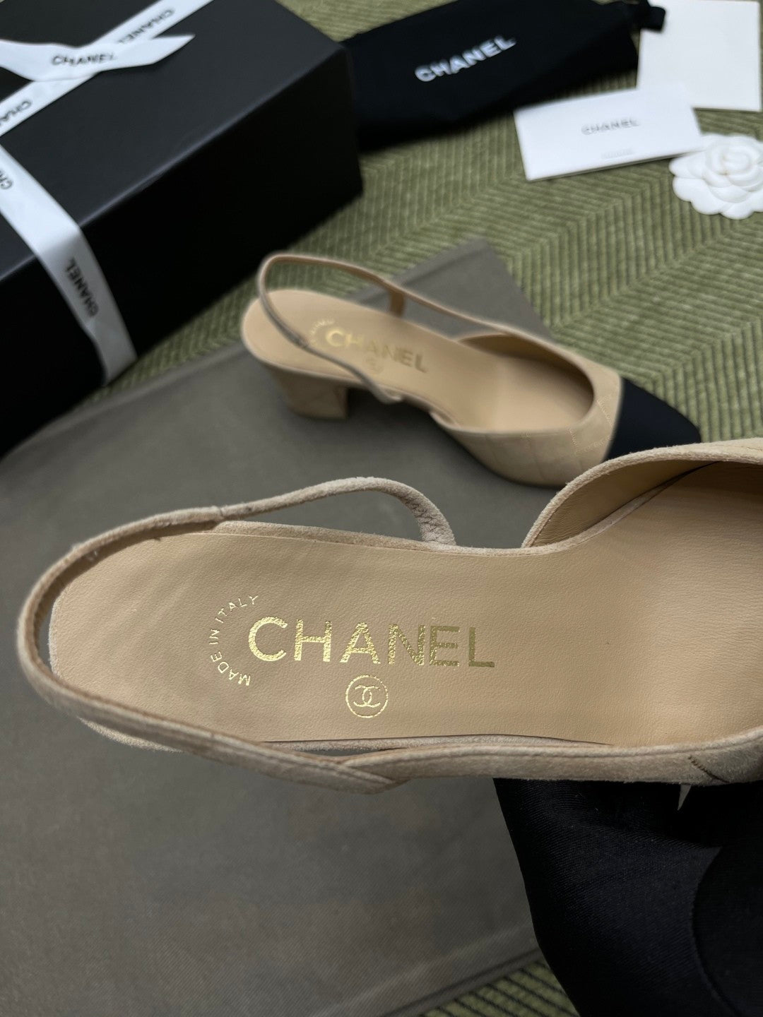 Chanel Women's Checkered Rhinestone Suede Cowhide Solid Color Chunky Heel High Heel Sandals Slingbacks Flat Shoes Spring. Summer. And Fall Casual Shoes Ngvp #2143