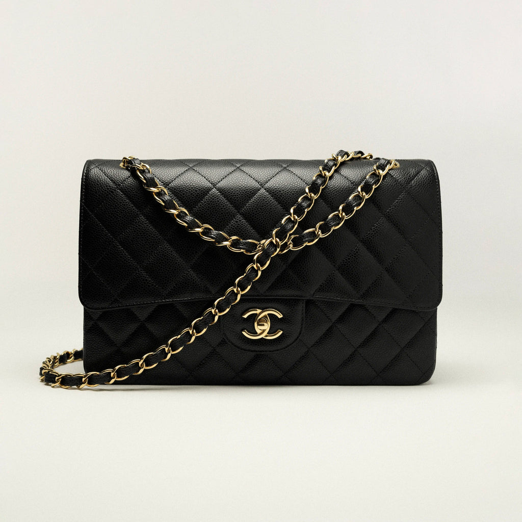 Chanel Women Classic Flap Solid Color Particle Embossed Calfskin Chain Bag Mouth Cover Bag Casual Shoulder Bags CF #71675