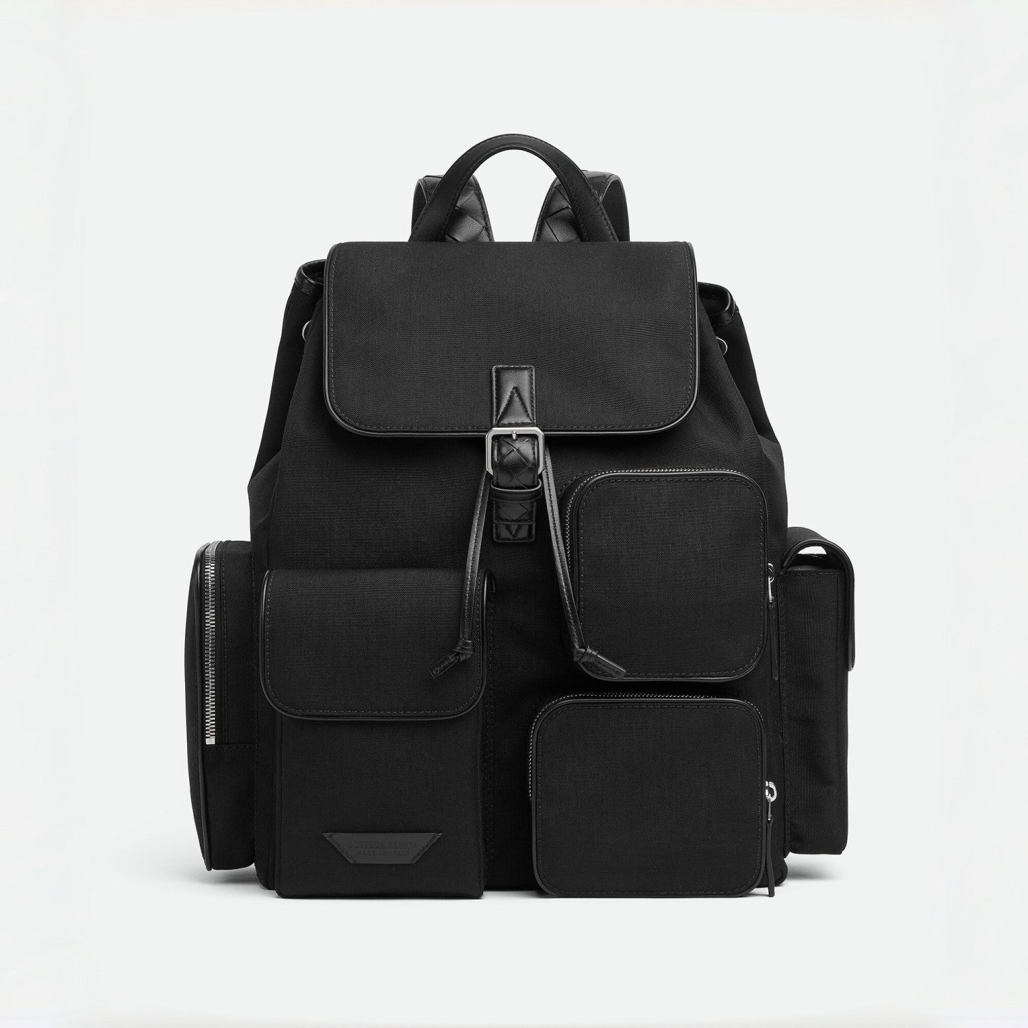 Bottega Veneta Crossroad Multi-Pocket Nylon Backpack Woven Leather Adjustable Straps #333014