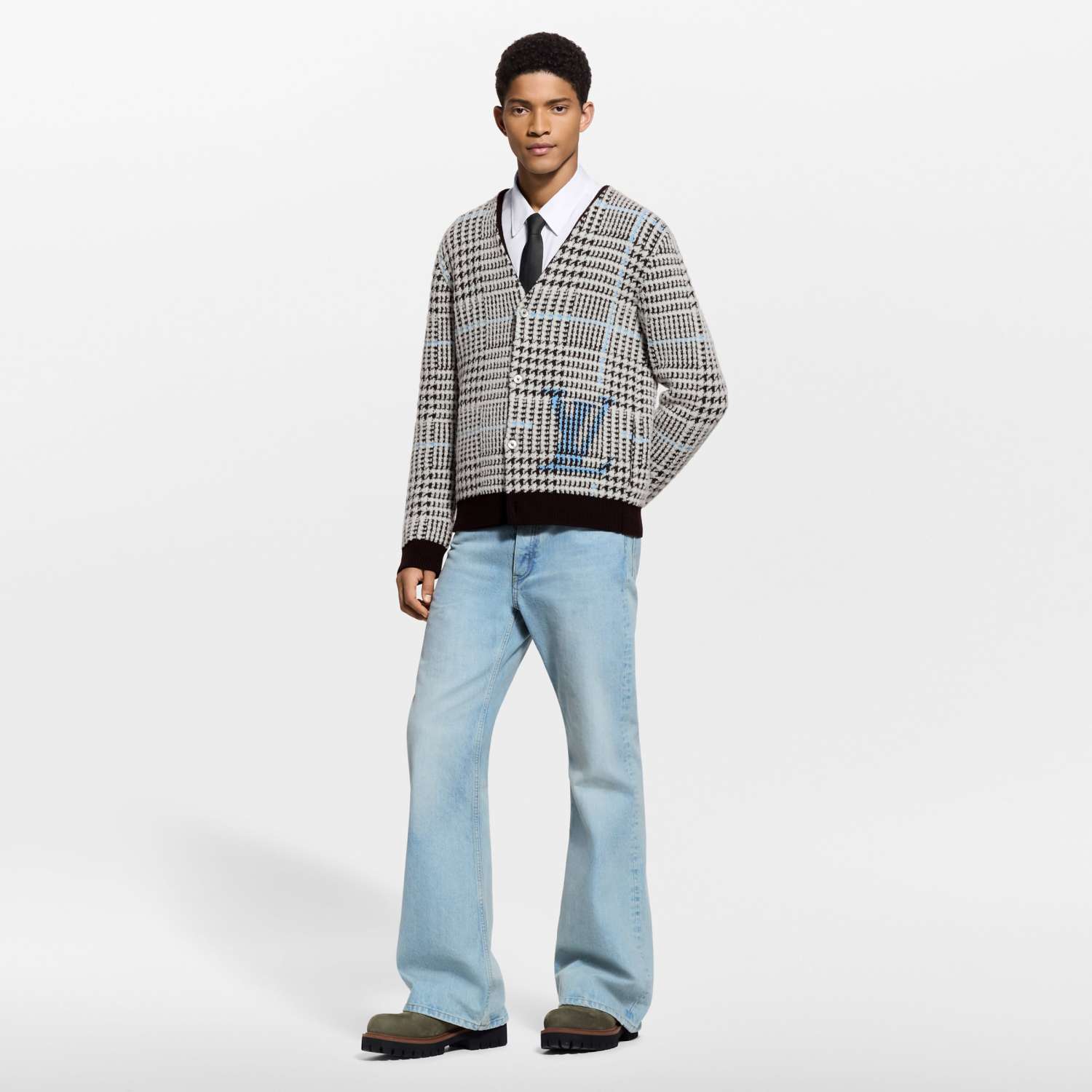 Louis Vuitton Textured Plaid Cardigan 1AJBSP #335295