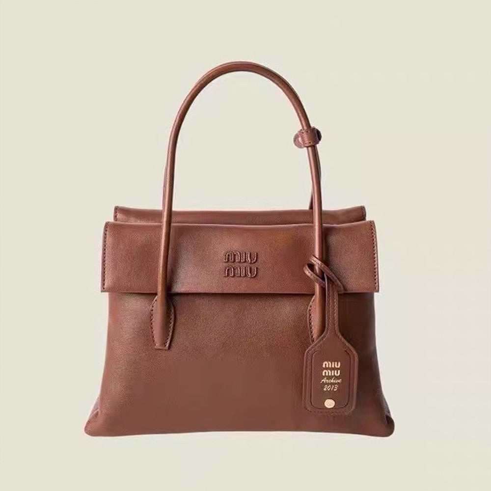 MiuMiu Jang Won-young Leather Double-sided flap Vintage handbag Shoulder bag bags #194095