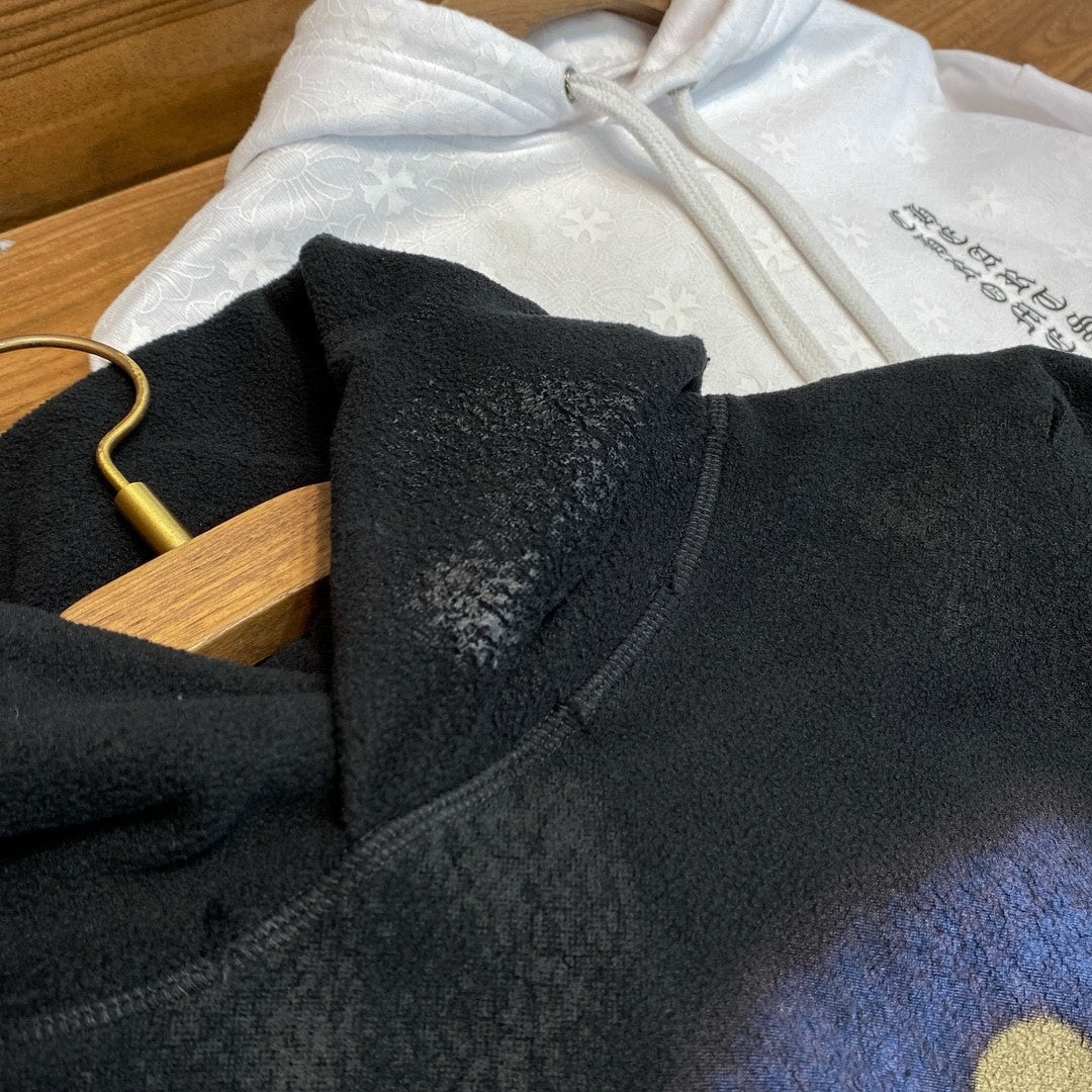Balenciaga Men And Women With The Same Models Spring And Fall Do Old Do Fake Holes Washed Hooded Sweatshirt Pullover Paris Moon No Pocket Hoodie Oversized Black Faded #72926