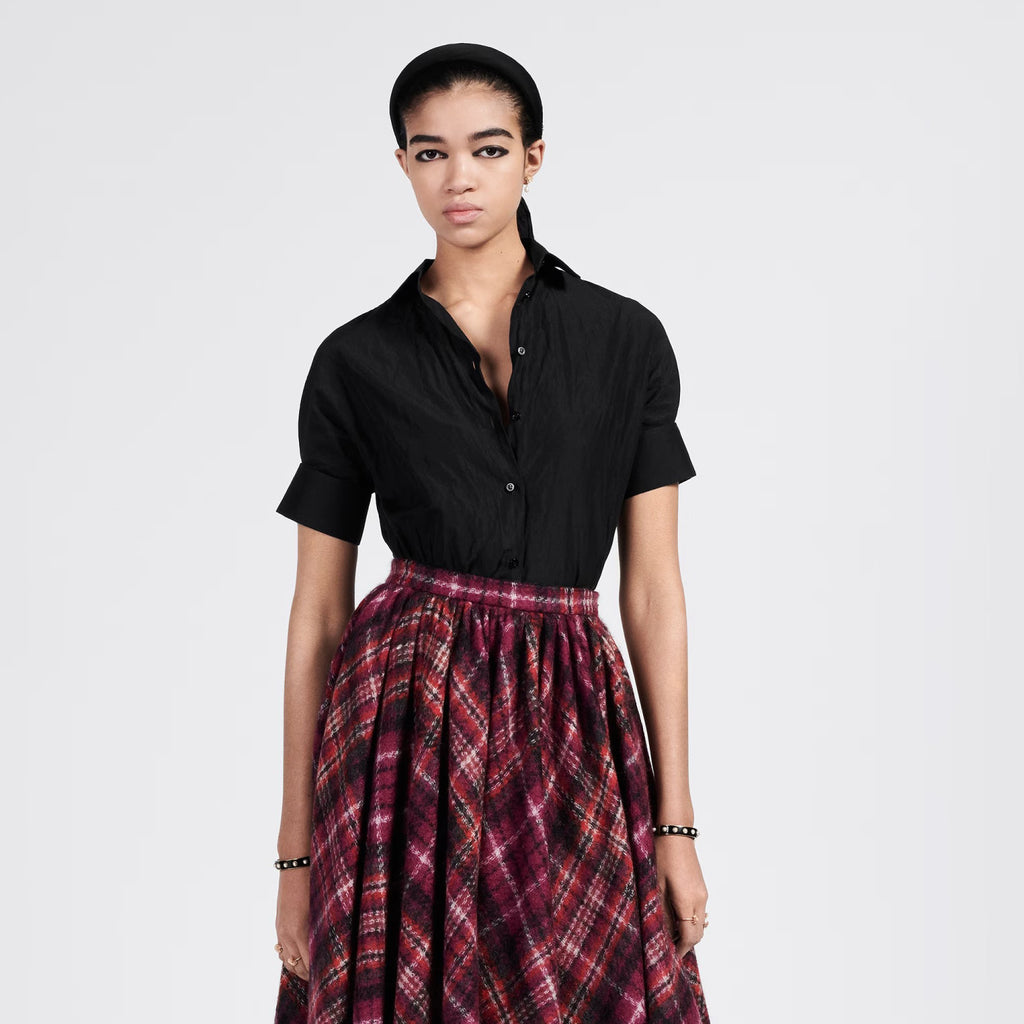 Dior Blouse With Puff Sleeves Women's Embroidered Logo Short Sleeve Shirt #96261