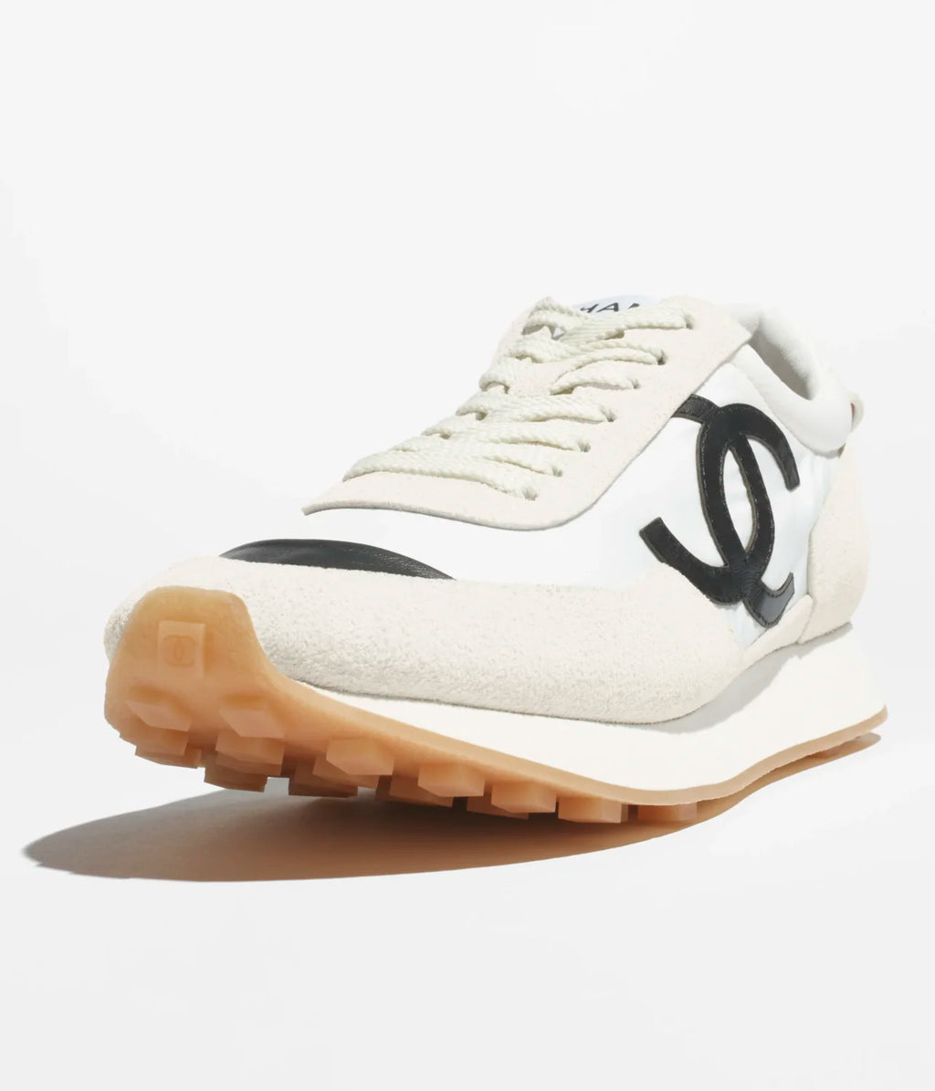 Chanel Sneakers Fabric & Suede Calfskin White & Black #377666