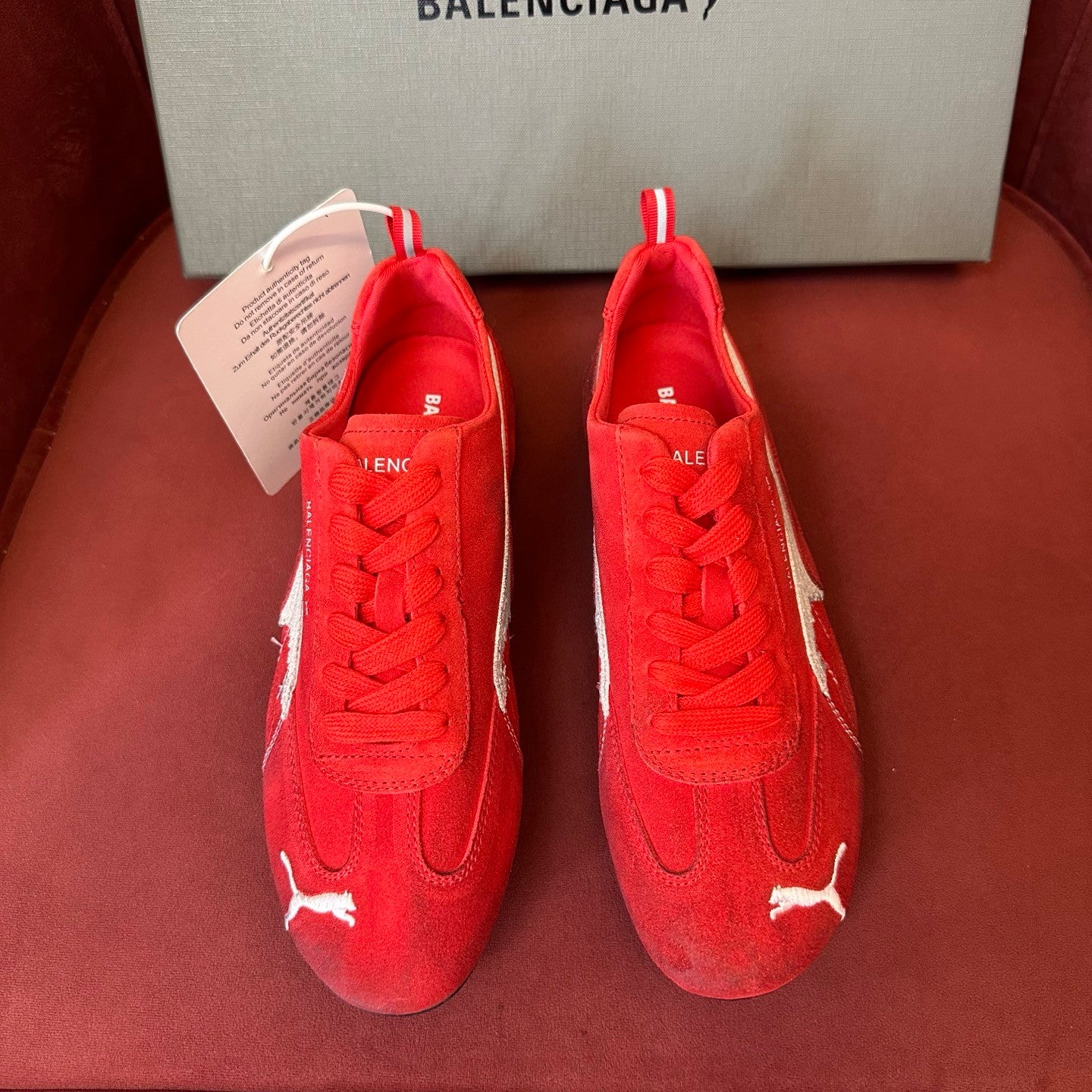 Balenciaga X Puma Women's Solid Suede Leather Low Top Lace Up Flat Sneakers Shoes #76734