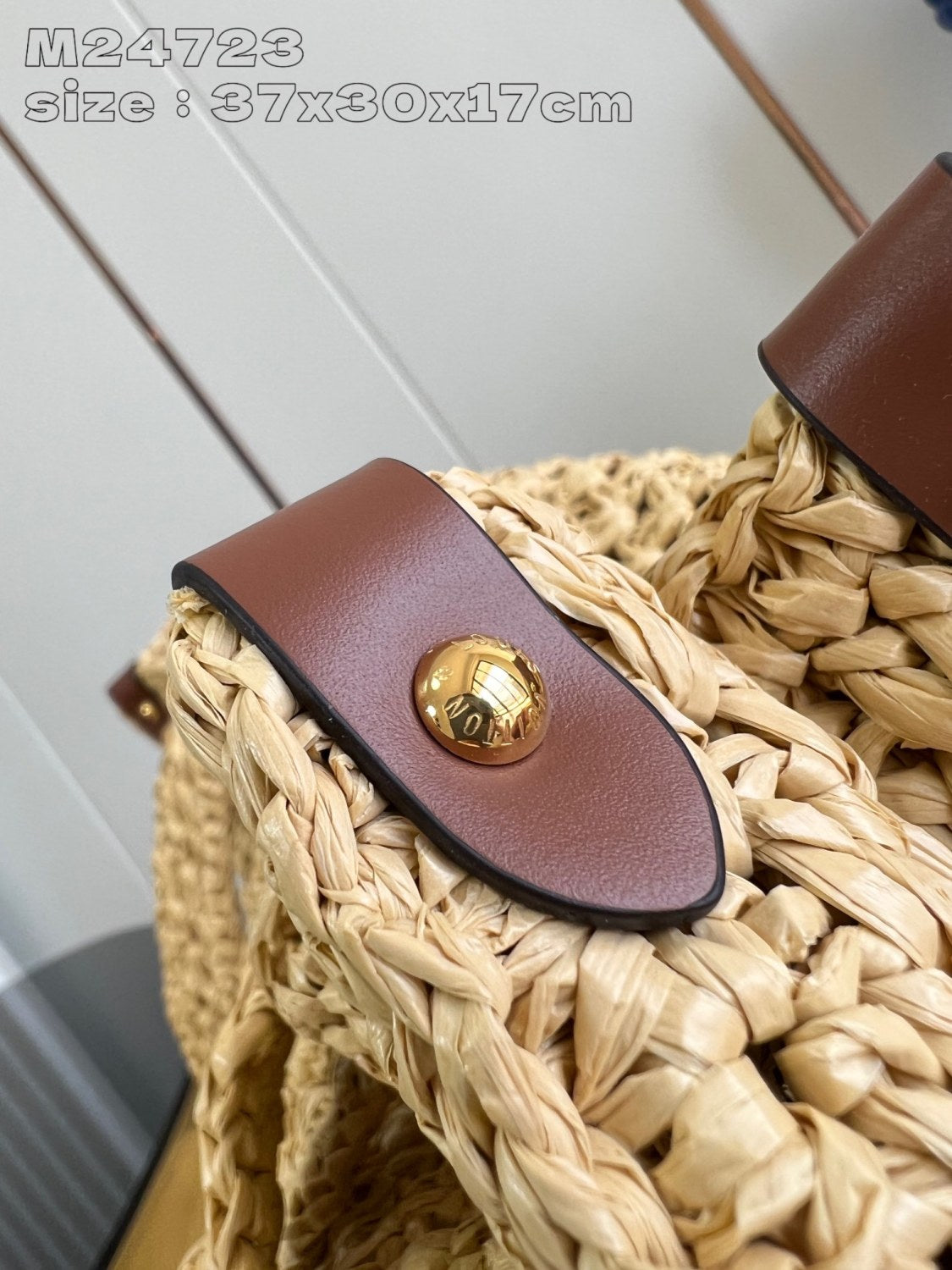 Louis Vuitton ONTHEGO Women's Solid Color Letter Logo Leather Patch Natural Raffia Shopper Handbag Tote Bag Bags #75397