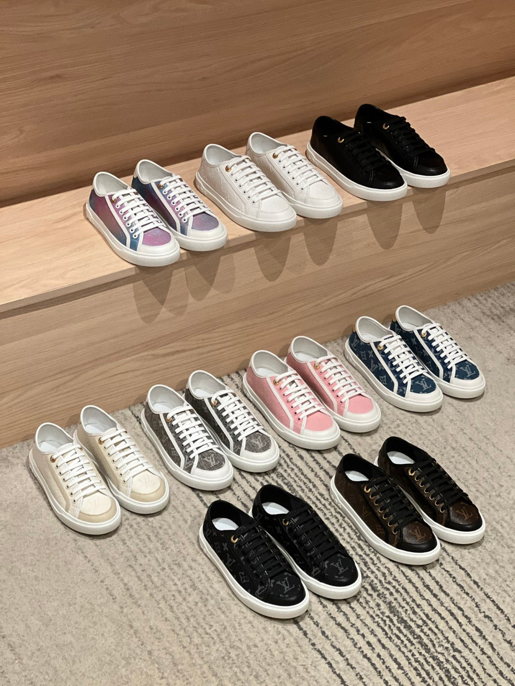 Louis Vuitton LV Lagoon Men's And Women's Solid Color Letter Print Lace-up Low-top Denim Leather Sneakers Shoes #77732