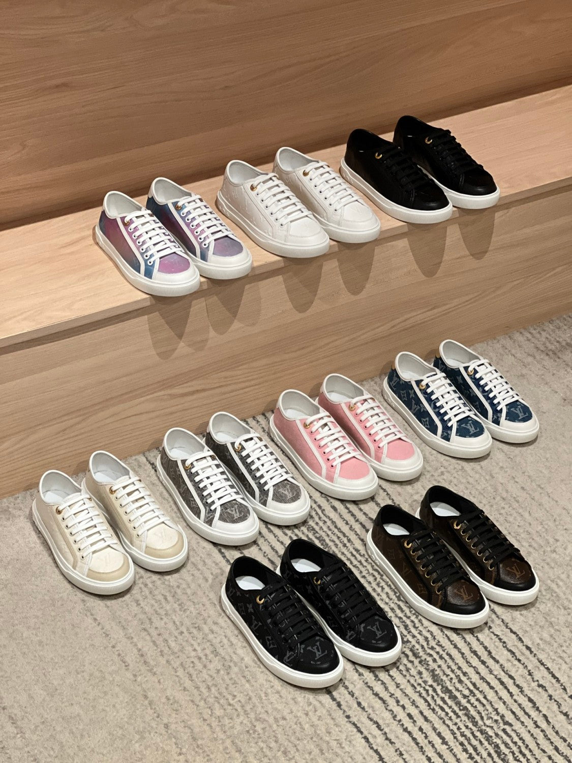 Louis Vuitton LV Lagoon Men's And Women's Solid Color Letter Print Lace-up Low-top Denim Leather Sneakers Shoes #77732