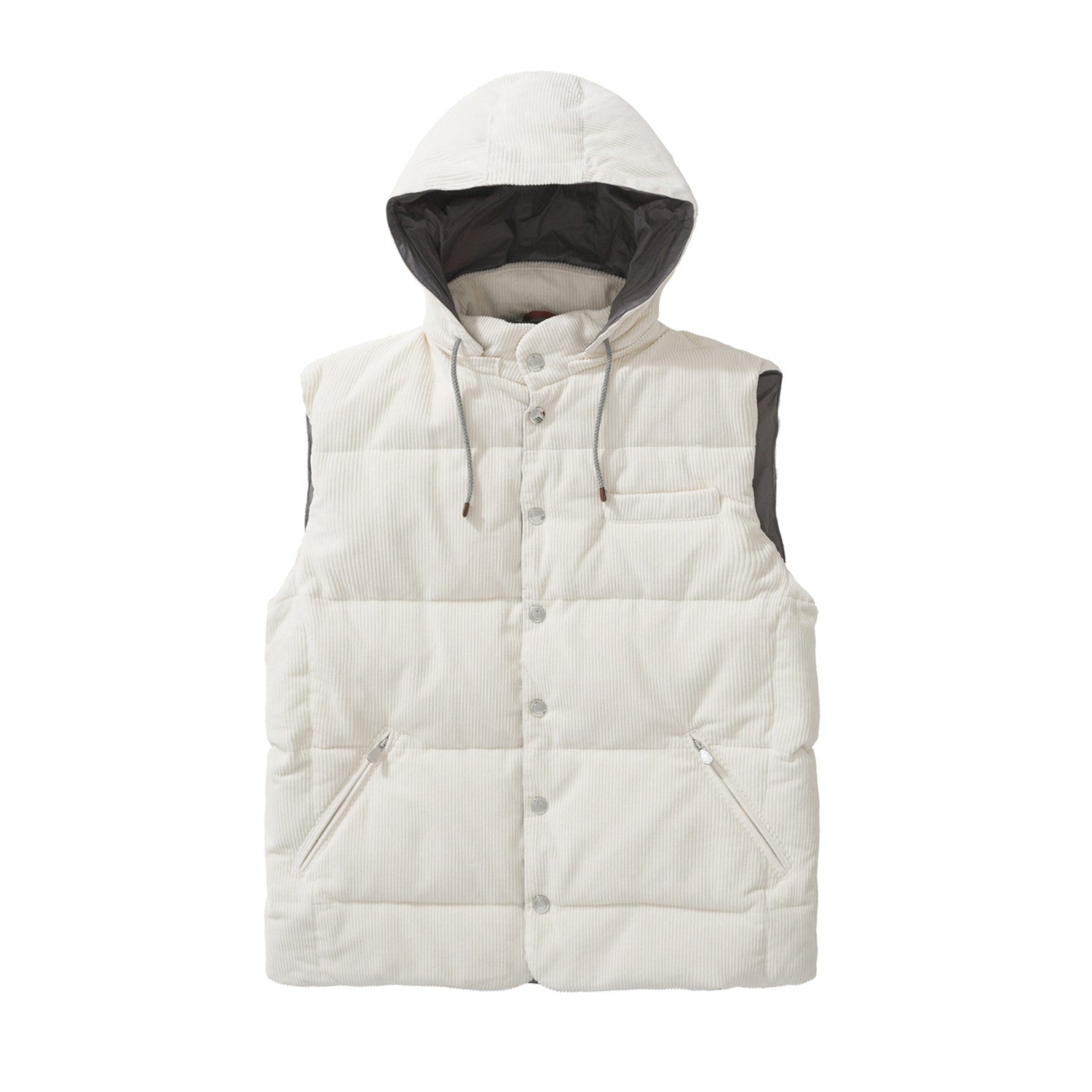 Brunello Cucinelli Men's Fall And Winter Single-Breasted Hooded Solid Color Fitted Down Vest Jacket #81185