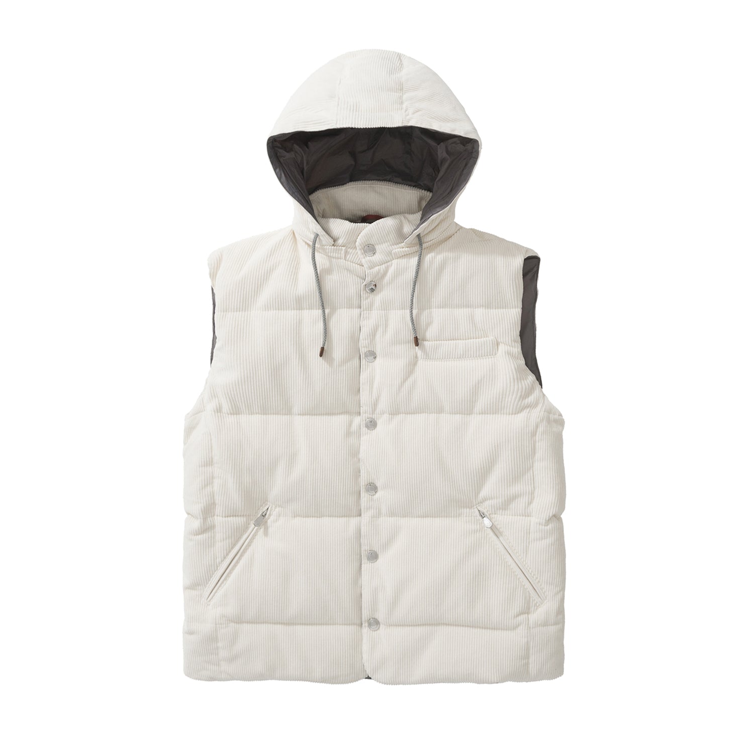 Brunello Cucinelli Men's Fall And Winter Single-Breasted Hooded Solid Color Fitted Down Vest Jacket #81185