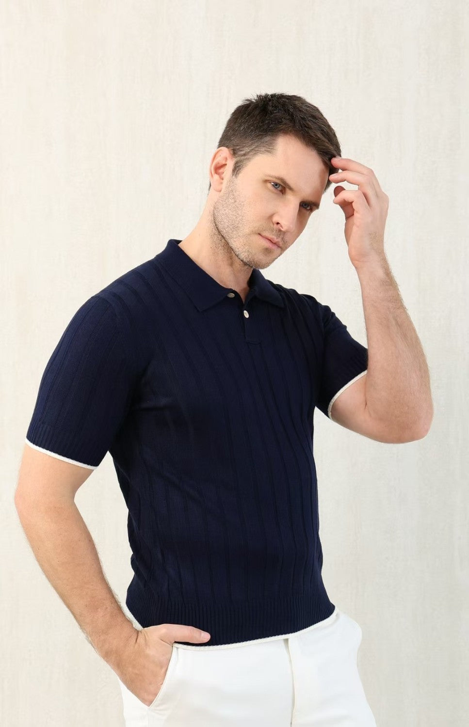 Brunello Cucinelli Men's Spring And Summer Solid Color Lapel Fitted Short Sleeve Polo Shirt Ngvp #1447