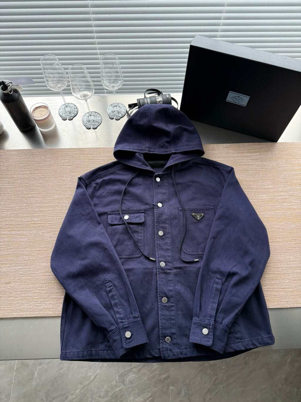 Prada Denim Hooded Jacket #333637