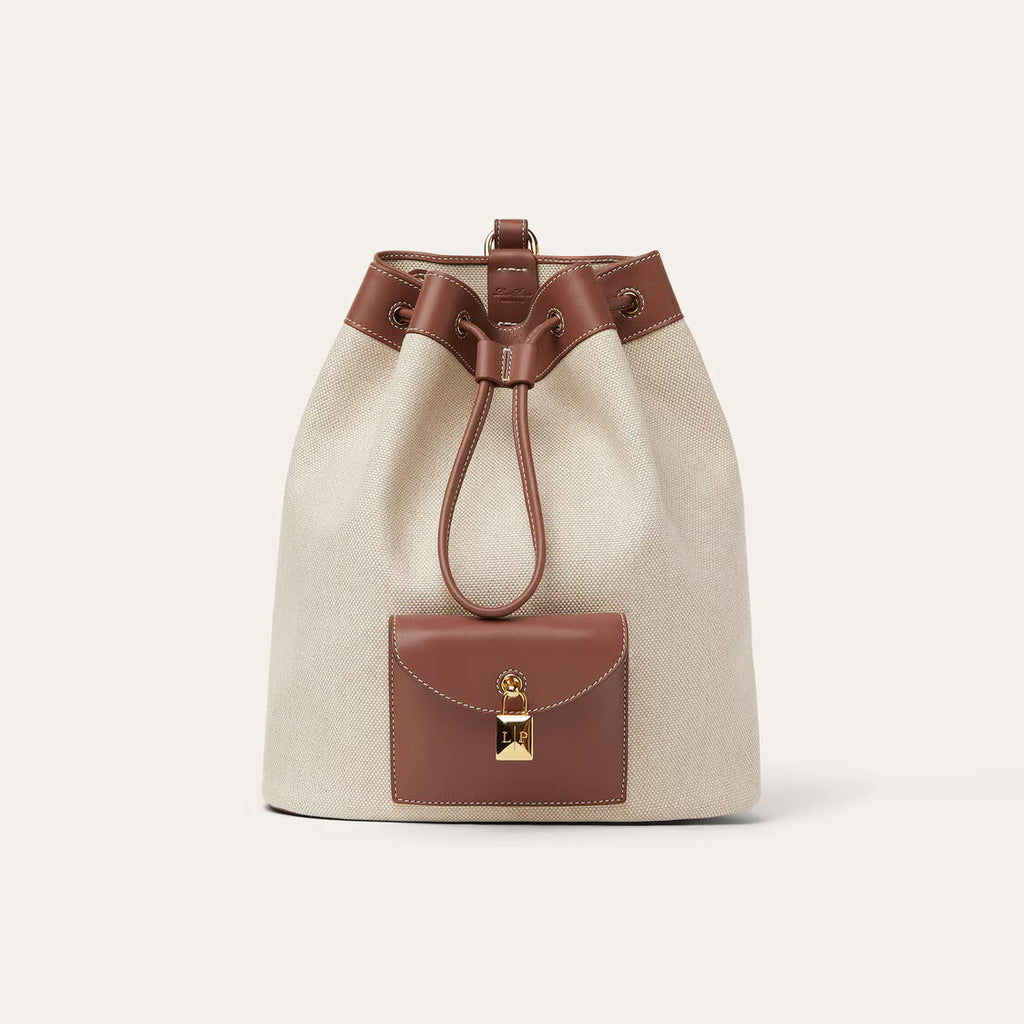Loro Piana Extra Women's Fashion Classic Solid Color Drawstring Leather Bucket Tote Bag Bags FAP1404 #78861